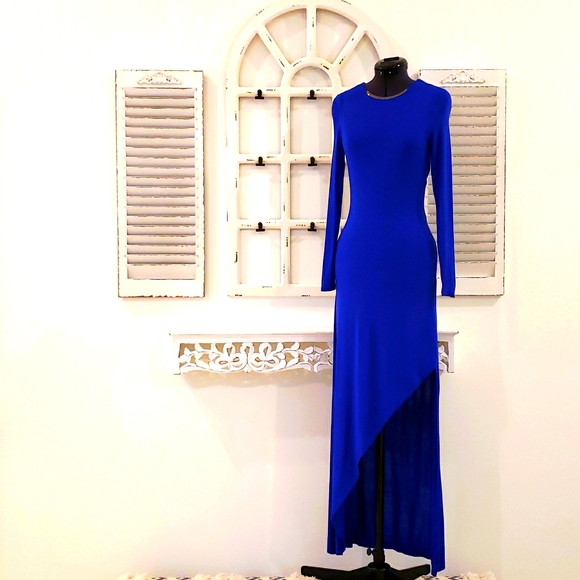 GUESS Periwinkle Blue Asymmetrical Keyhole Back gown XXS - Picture 1 of 9